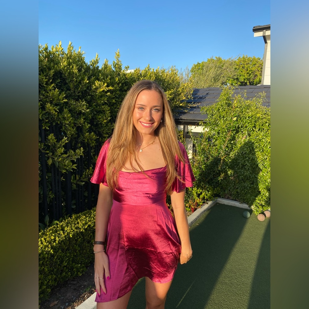 Pink satin dress semi formal